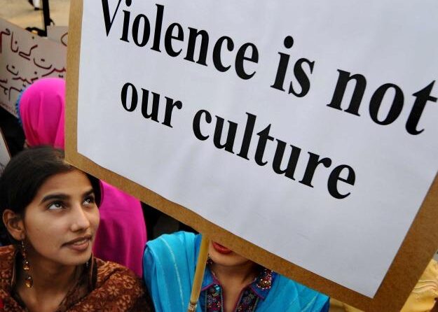Violence is not our culture protest sign
