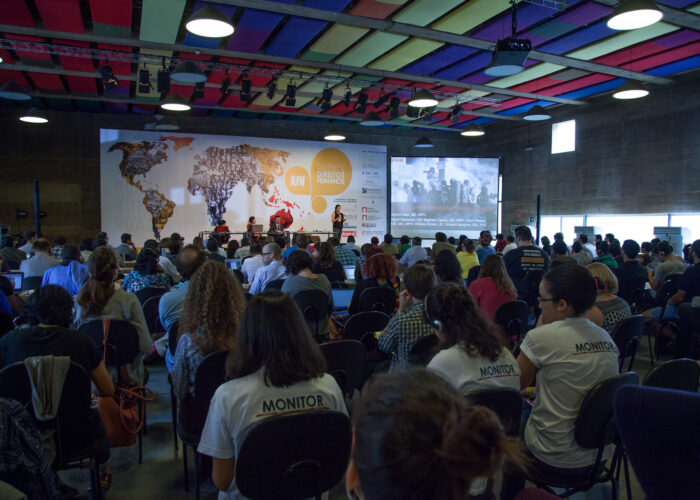 Audience watching a presentation at the 14th Conectas Human Rights Colloquium