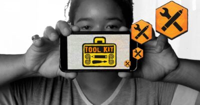 Woman holding toolkit image