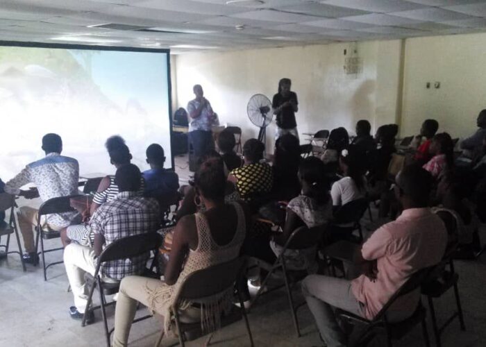 Screening of The Uncondemned at The American University of the Caribbean, Les Cayes, Haiti.