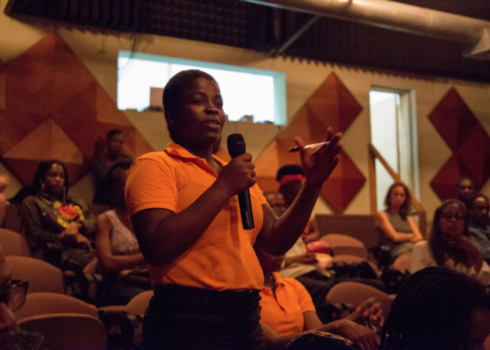 Screening of The Uncondemned at FOKAL (La Fondation Connaissance et Liberté) in downtown Port-au-Prince, Haiti.