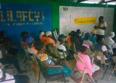 Screening of The Uncondemned at Sakala in CiteSoleil, Haiti, with members of the women’s organizations KOFAVIV and FAVILEK.
