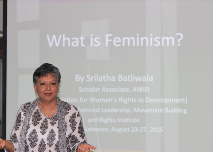 Sriracha Batliwala at a FLaMBaRI feminism presentation