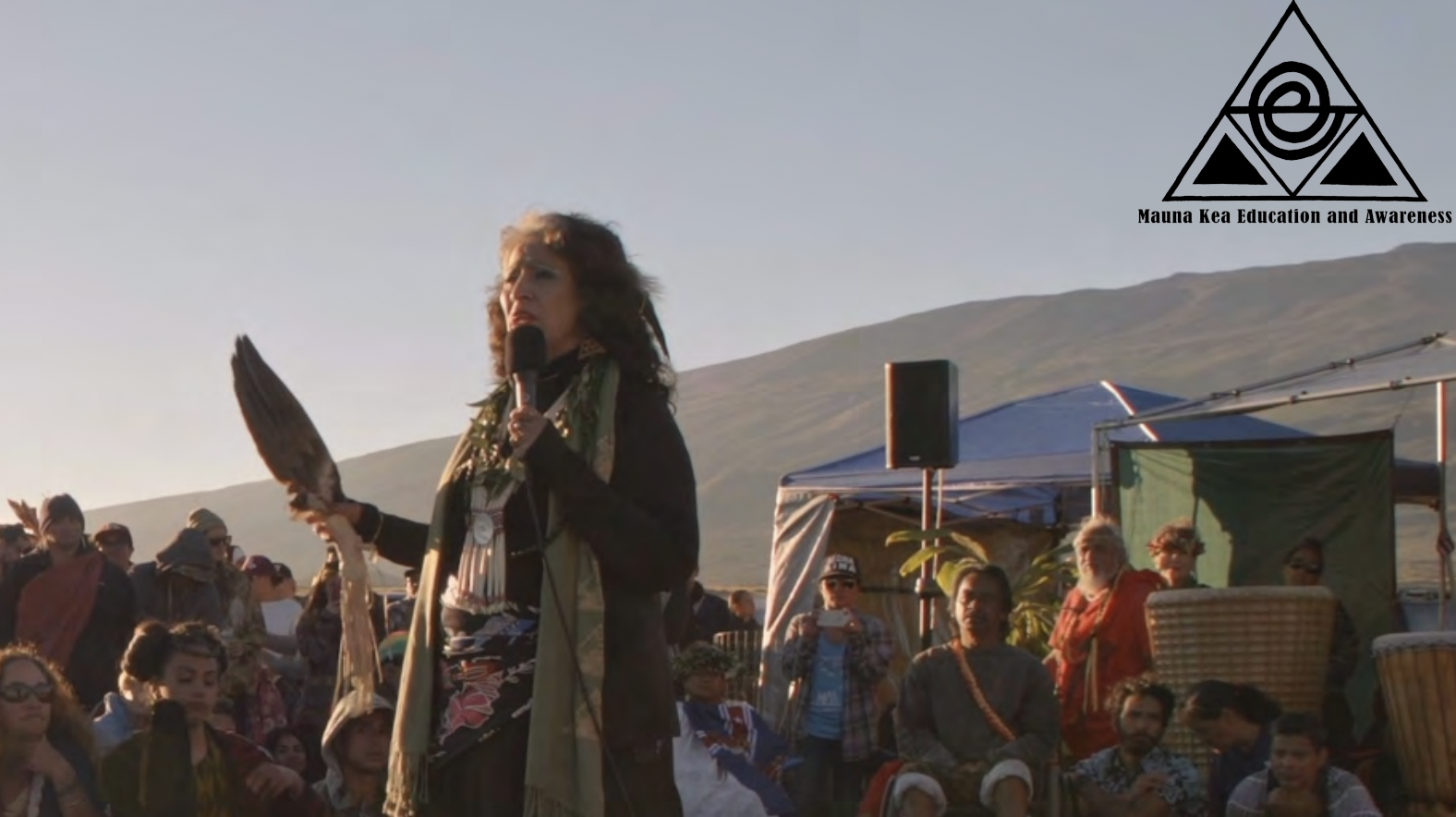 Crowd gathers outdoors for Mauna Kea Awareness