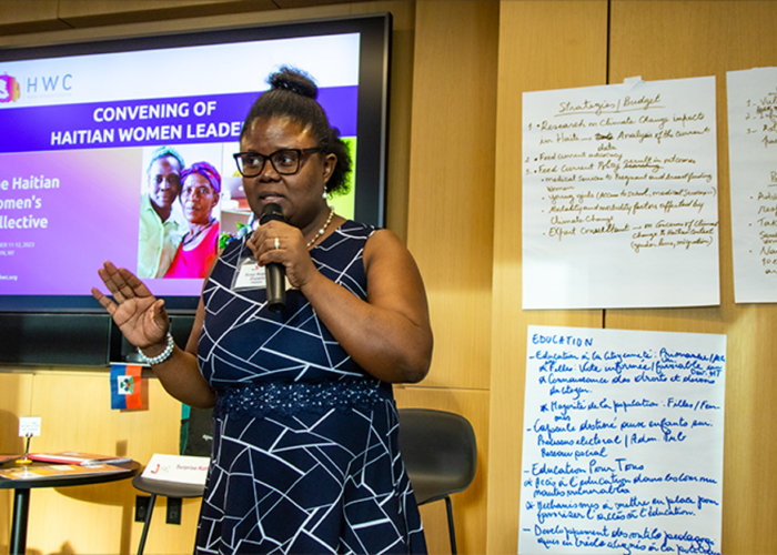 Women presents at HWC's convening of Haitian Women Leaders.